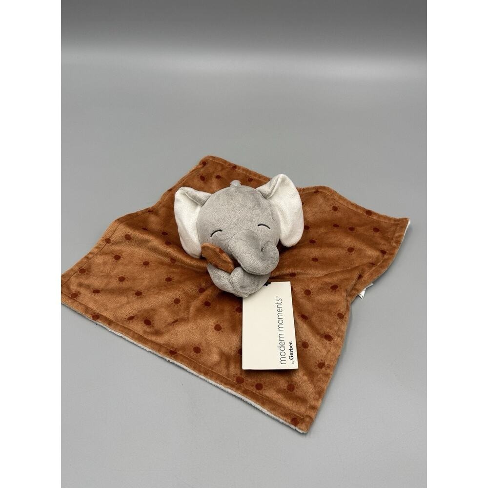 Modern Moments By Gerber Gray Elephant Lovey Plush Baby Brown Security Blanket